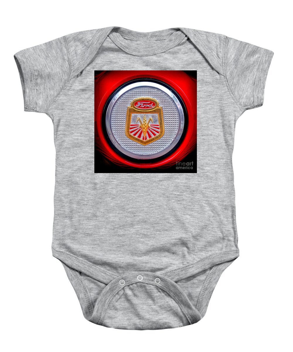 Ford Baby Onesie featuring the photograph Ford Tractor Badge by Olivier Le Queinec