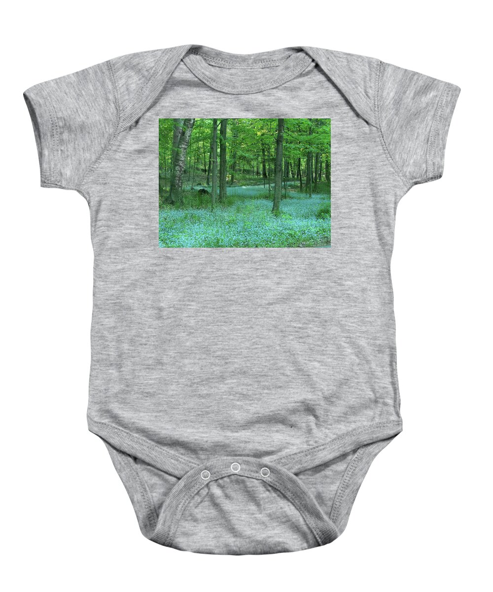 Spring Baby Onesie featuring the photograph Forget-me-nots in Peninsula State Park by David T Wilkinson