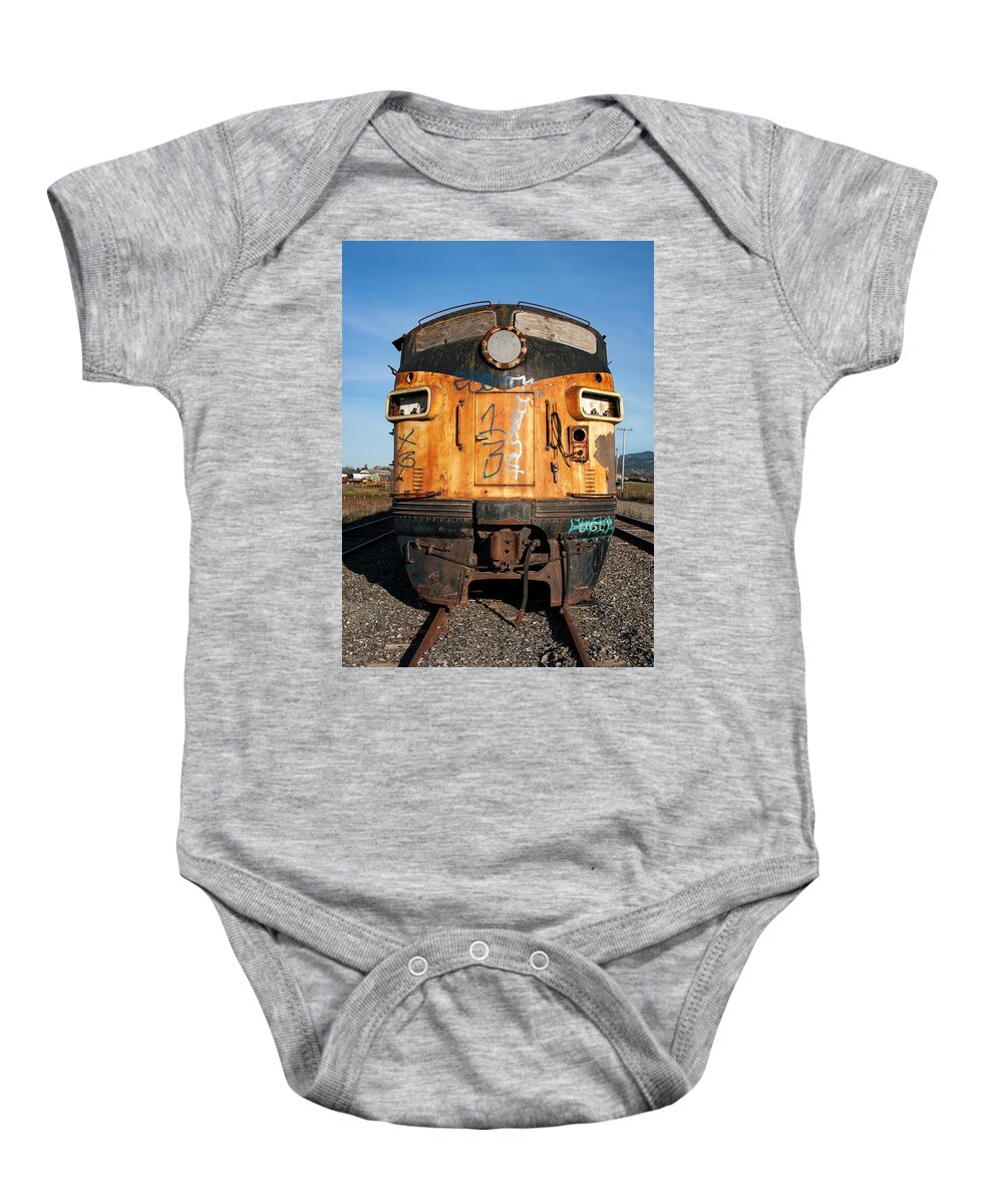 Train Baby Onesie featuring the photograph F7 Nose by Rick Pisio