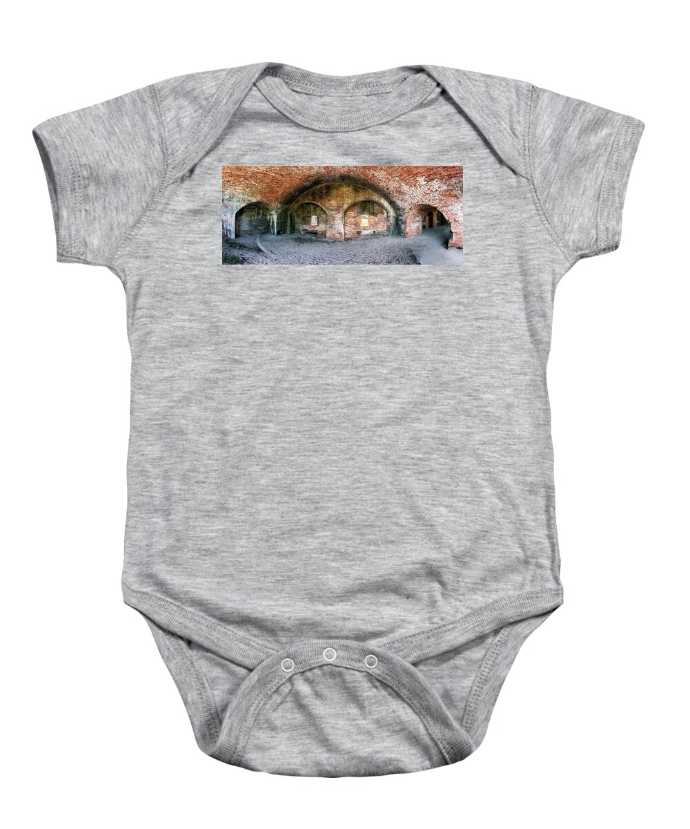 Abstract Baby Onesie featuring the photograph Fort Pickens Panorama by Alex Mironyuk