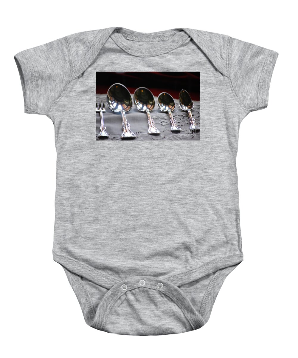 Spoons Baby Onesie featuring the photograph Four Spoons and a Fork by Robert Meanor