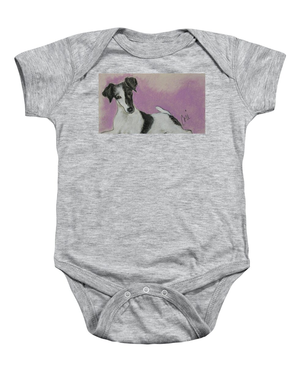 Dog Baby Onesie featuring the drawing Foxy by Cori Solomon
