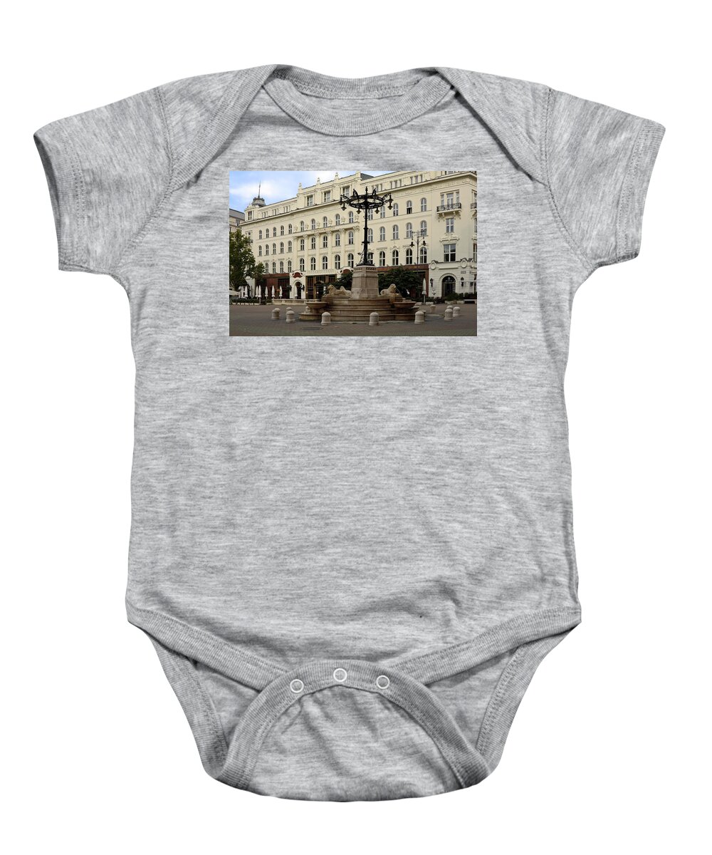 Freedom Square Baby Onesie featuring the photograph Freedom Square Budapest by Sally Weigand