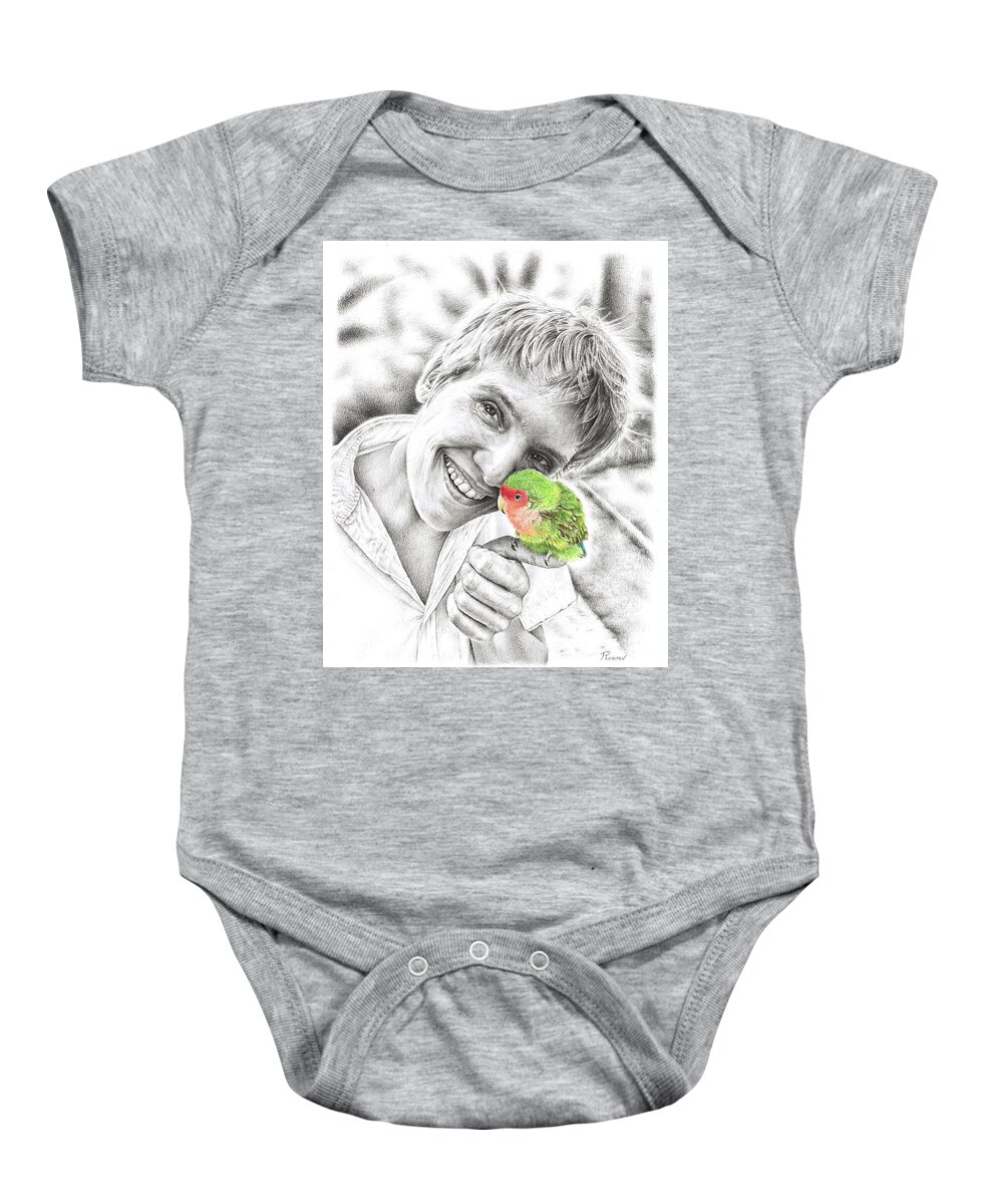 Pencil Drawing Baby Onesie featuring the drawing Friendship by Casey 'Remrov' Vormer