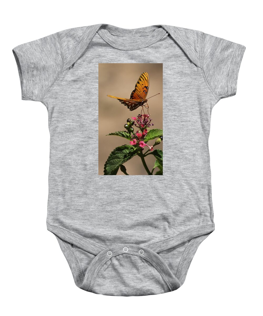 Fritillary Butterfly Baby Onesie featuring the photograph Fritillary butterfly by Liz Vernand