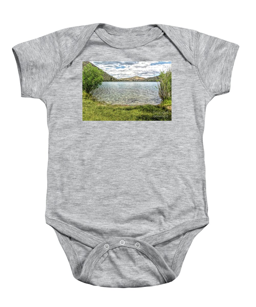 Joe Lach; Convict Lake Marina; Convict Lake; Alpine; Boat Launch; Sierra Nevada Mountains; Inyo National Forest; Mono County; Rocks; Trees; Mountains Baby Onesie featuring the photograph From the Trail Around Convict Lake by Joe Lach