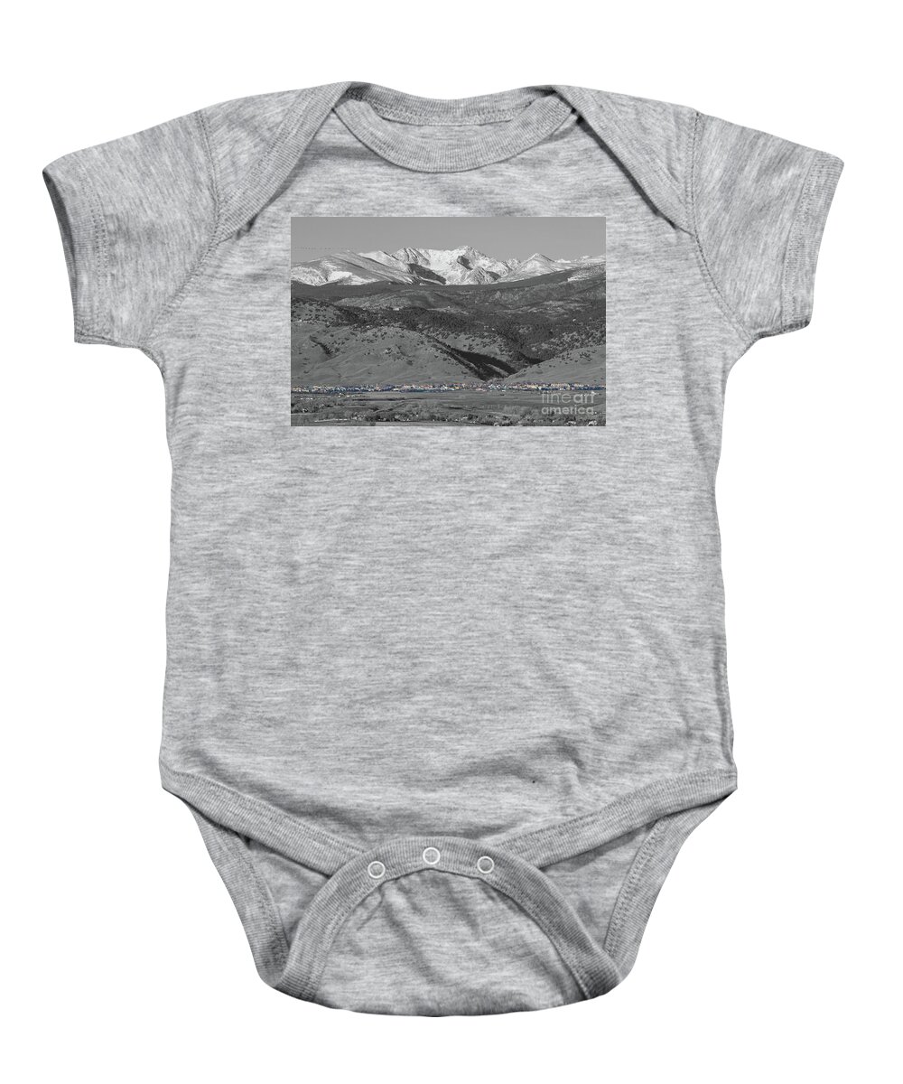 Selective Color Baby Onesie featuring the photograph Front Range View North Boulder Colorado by James BO Insogna