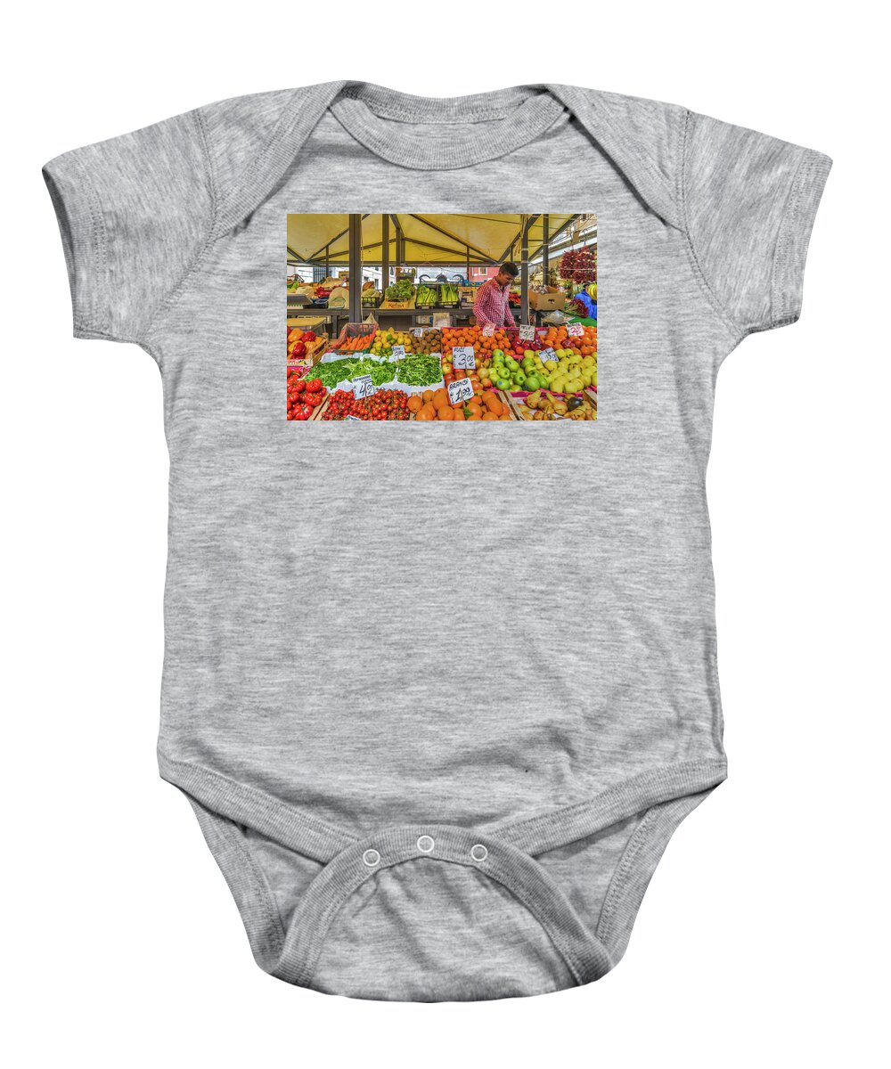 Street Life Baby Onesie featuring the photograph Fruit market by Roberto Pagani