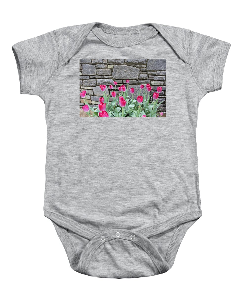 Tulips Baby Onesie featuring the photograph Fuchsia Color Tulips by Allen Nice-Webb