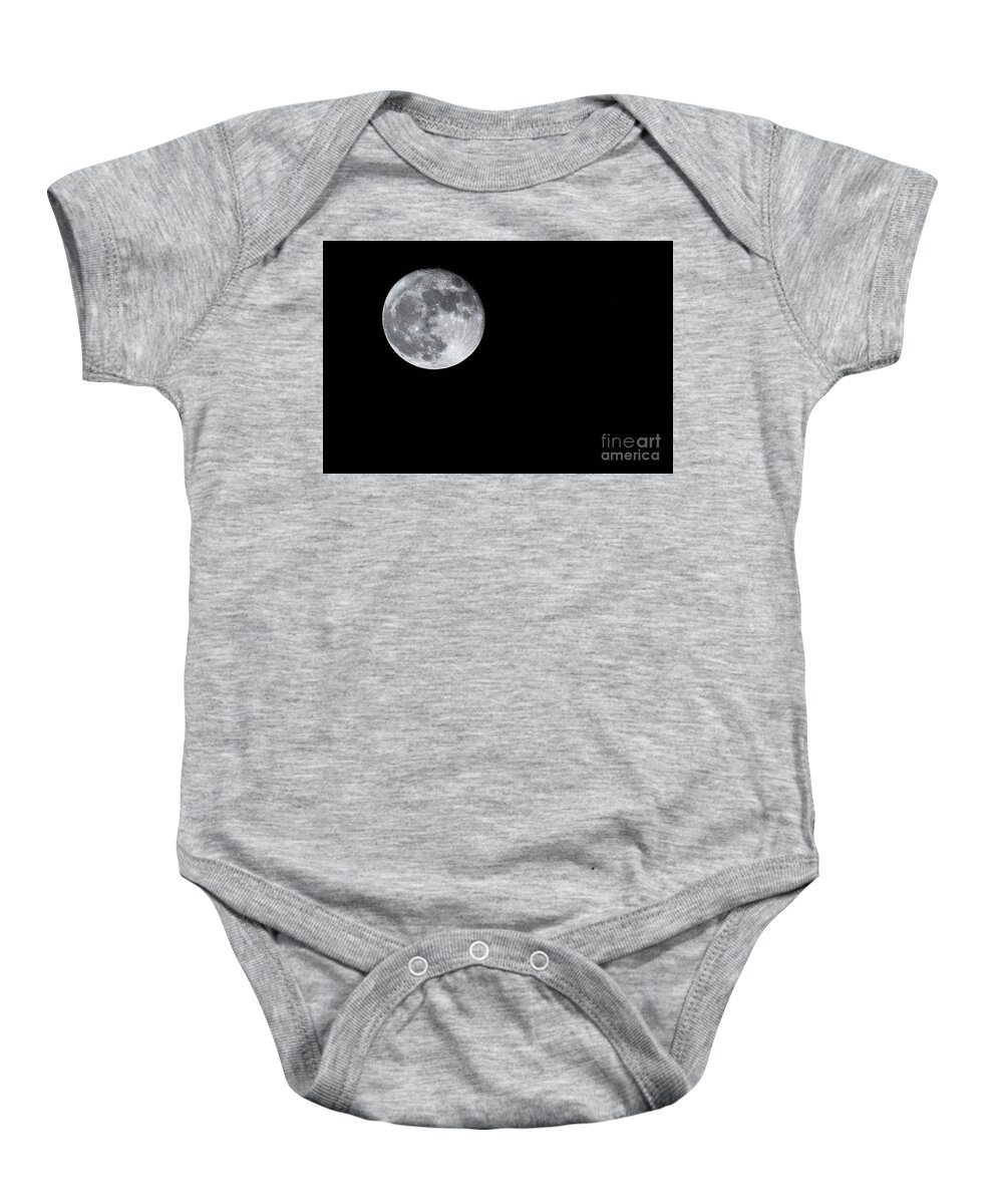 Astronomy Baby Onesie featuring the photograph Full Moon Left by Benny Marty