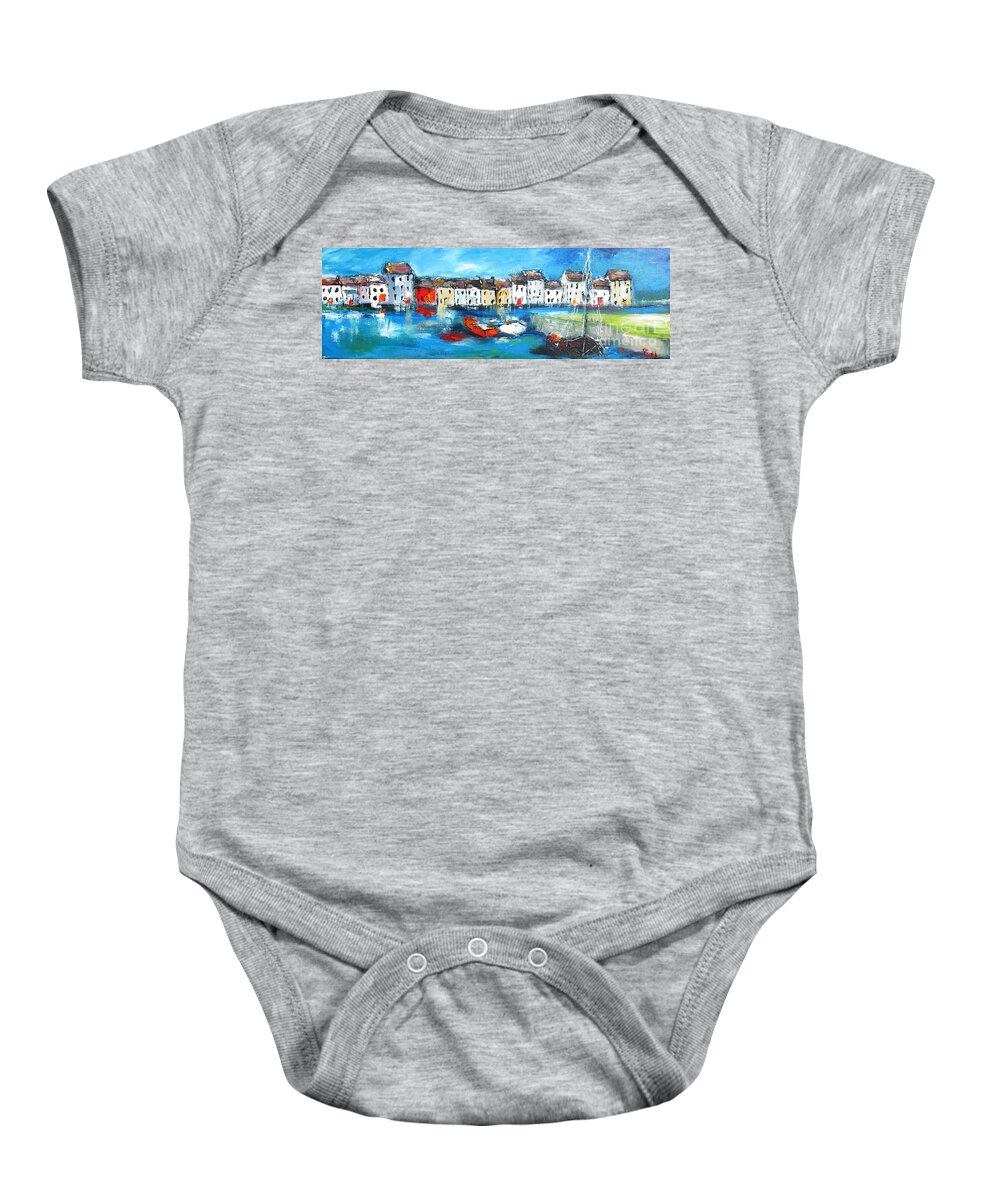 Galway Baby Onesie featuring the painting Galway Panorama by Mary Cahalan Lee - aka PIXI