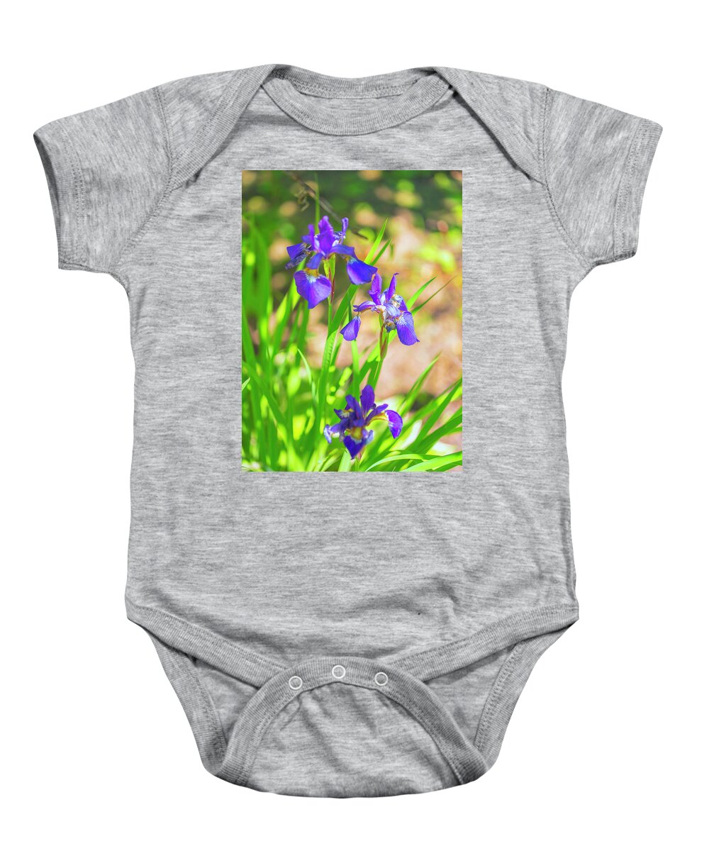Iris Baby Onesie featuring the photograph Garden Iris by Nancy Dunivin