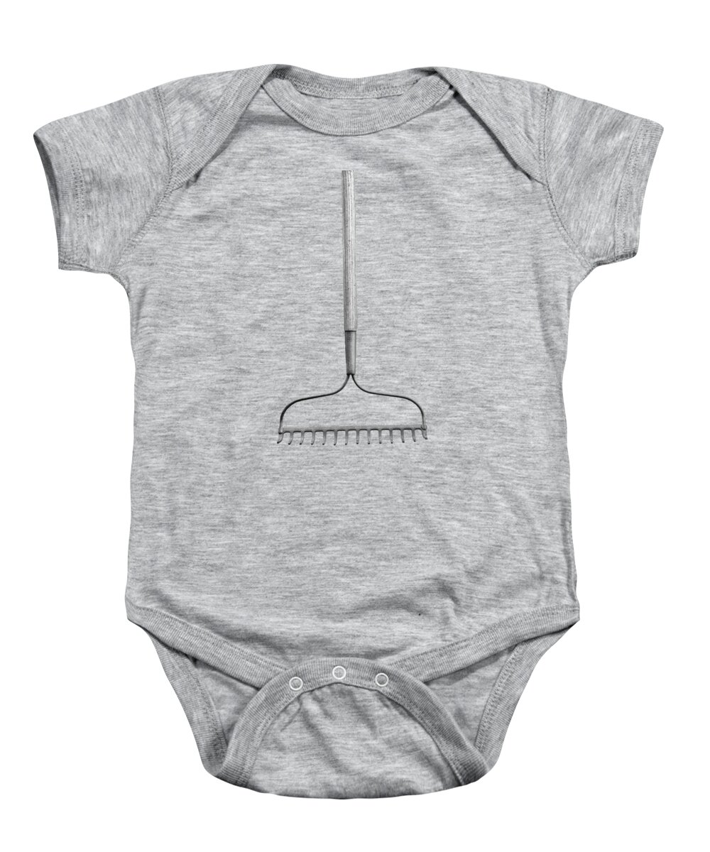 Black Baby Onesie featuring the photograph Garden Rake Up by YoPedro