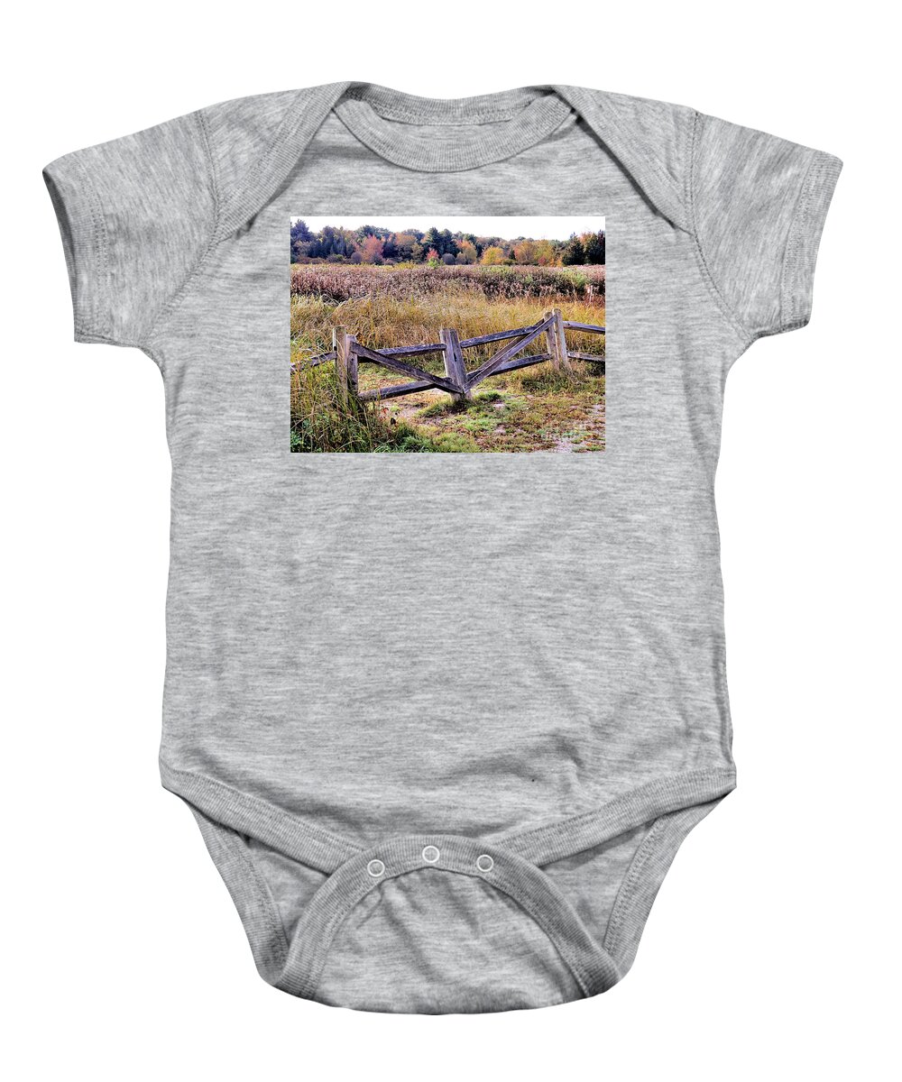 Gate Baby Onesie featuring the photograph Gate to Bay Circuit Trail by Janice Drew