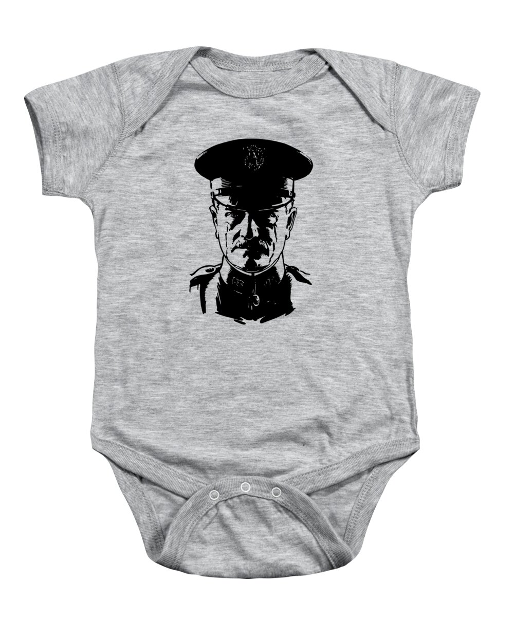General Pershing Baby Onesie featuring the digital art General John Pershing by War Is Hell Store