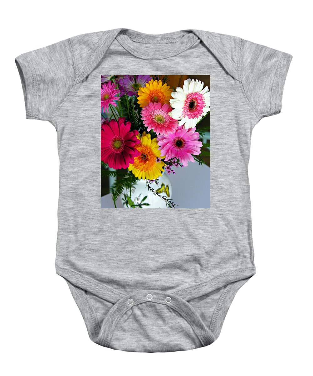 Flower Baby Onesie featuring the photograph Gerbera Daisy Bouquet by Marilyn Hunt