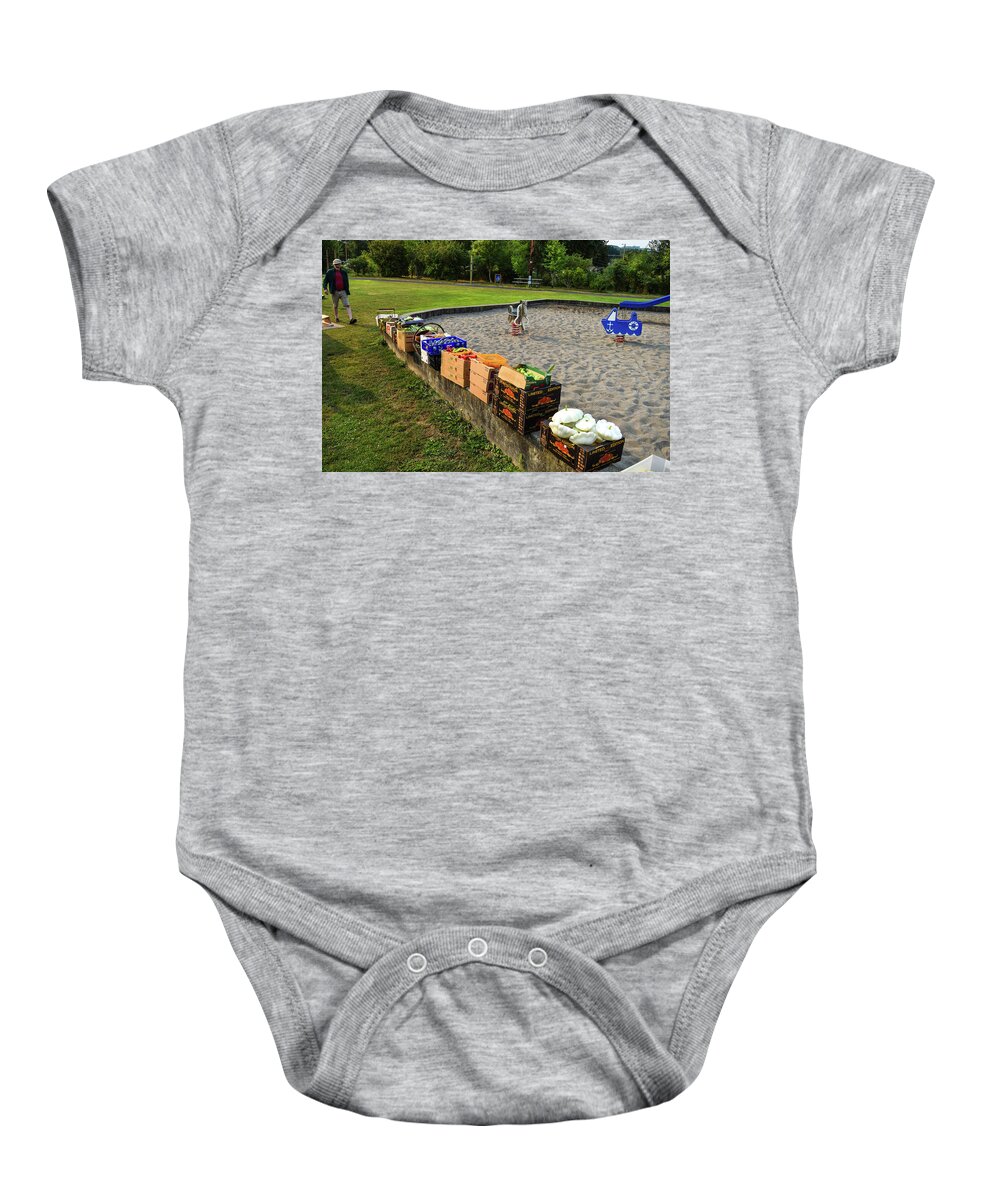 Farmers' Market Baby Onesie featuring the photograph Get The Corn by Tom Cochran