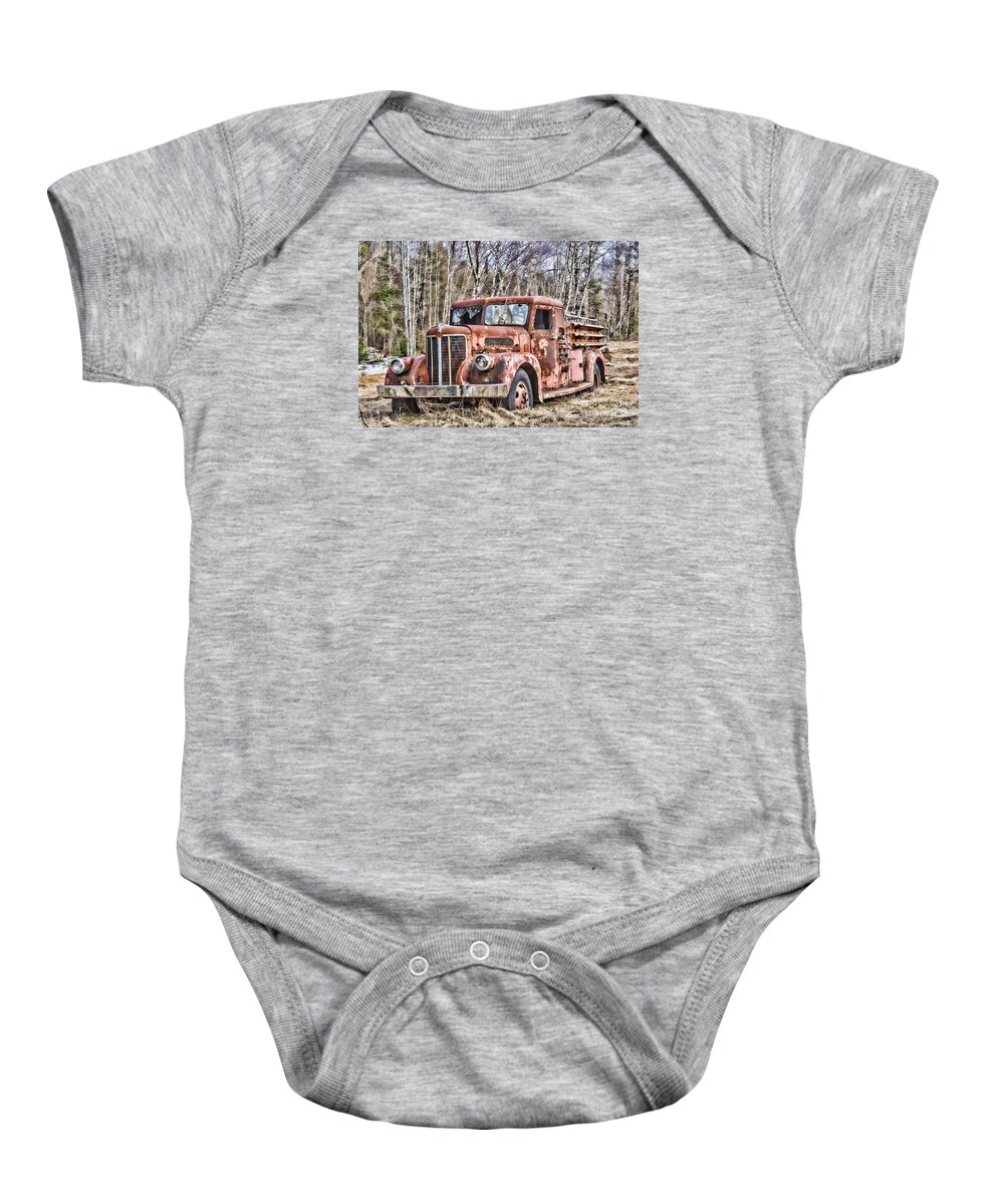 Ghost Baby Onesie featuring the photograph Ghost Fire Truck by Alana Ranney