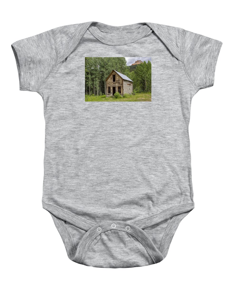Abandoned Baby Onesie featuring the photograph Ghost Town Schoolhouse by Denise Bush
