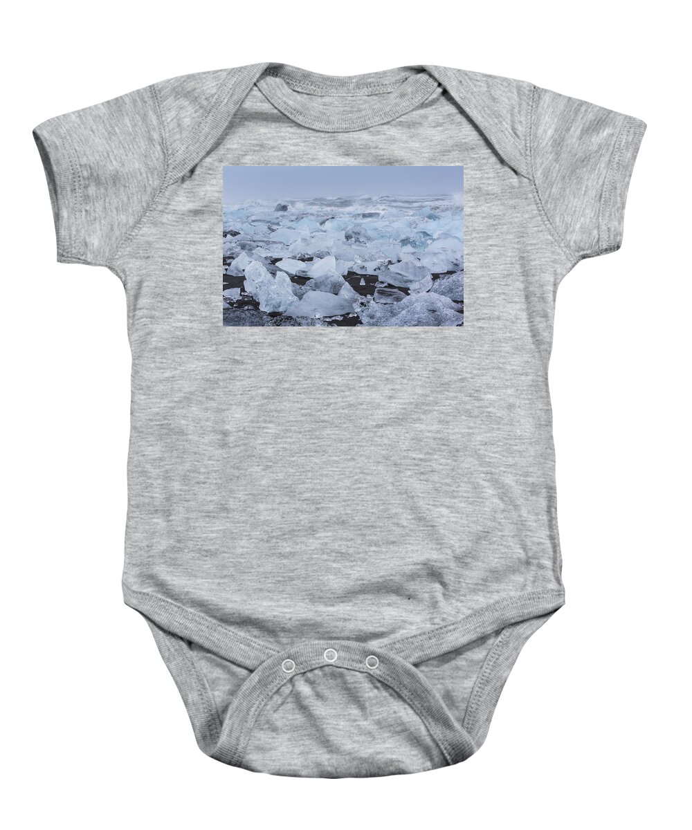 Glacial Lagoon Baby Onesie featuring the tapestry - textile Glacier Ice by Kathy Adams Clark