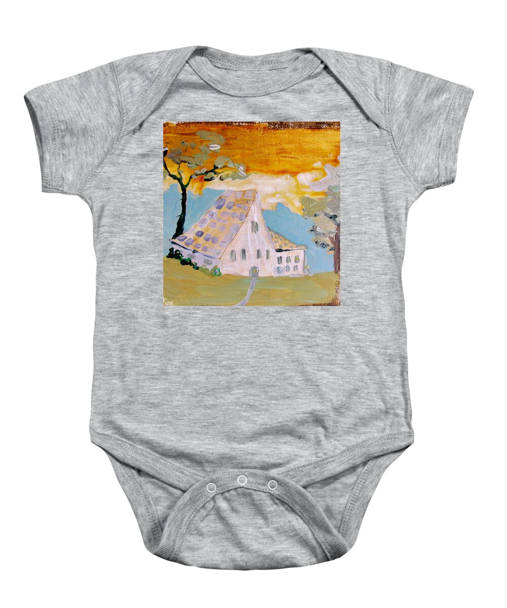 Gold Baby Onesie featuring the painting Gold Sky by Carole Johnson