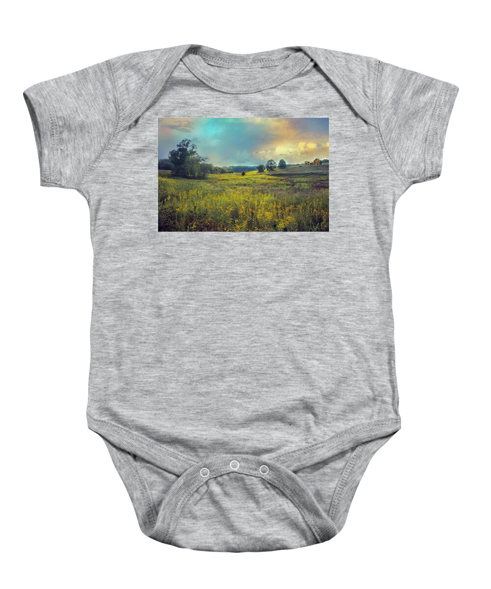 Golden Baby Onesie featuring the photograph Golden Meadows by John Rivera