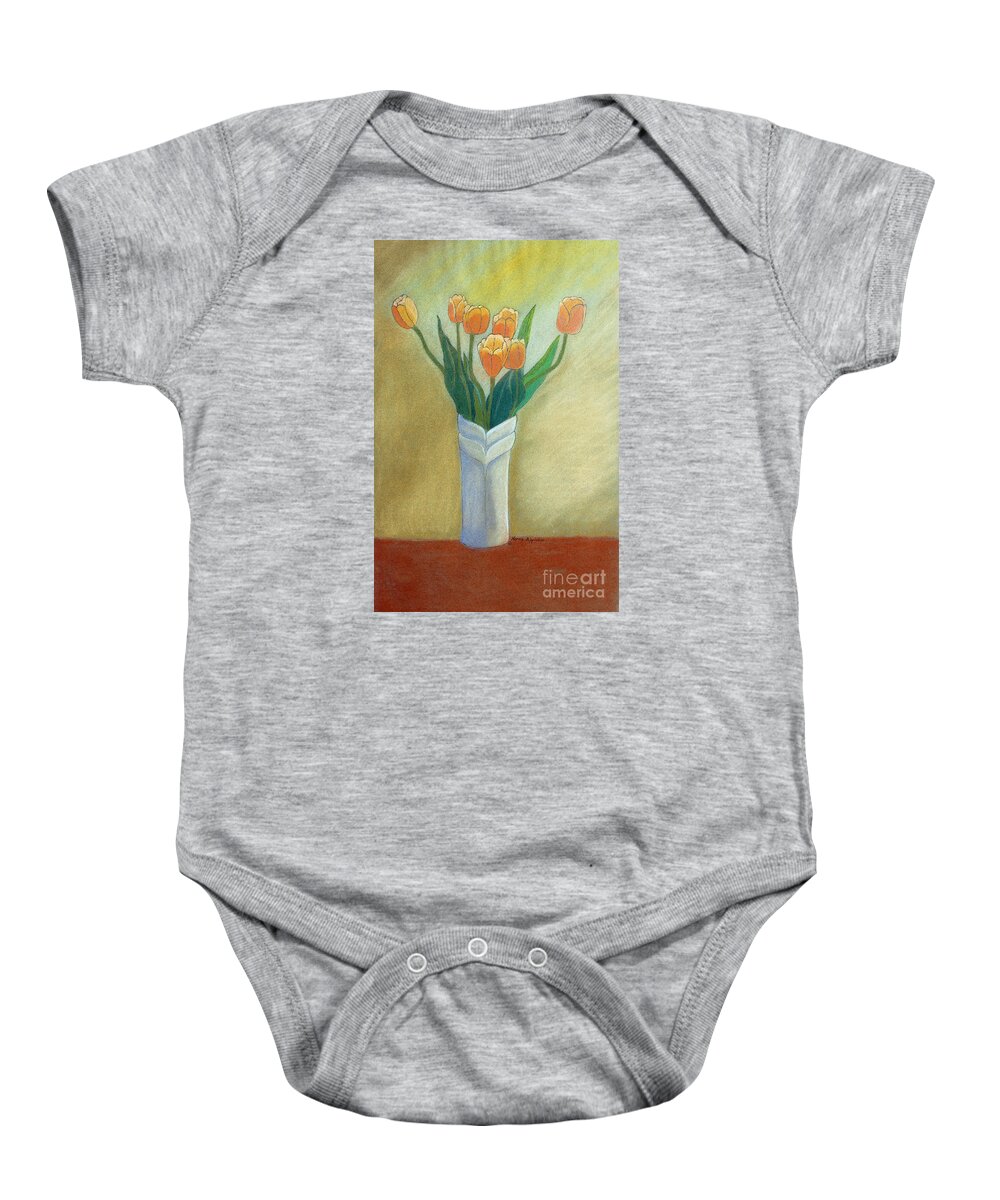 Tulips Baby Onesie featuring the painting Golden Tulips by Norma Appleton