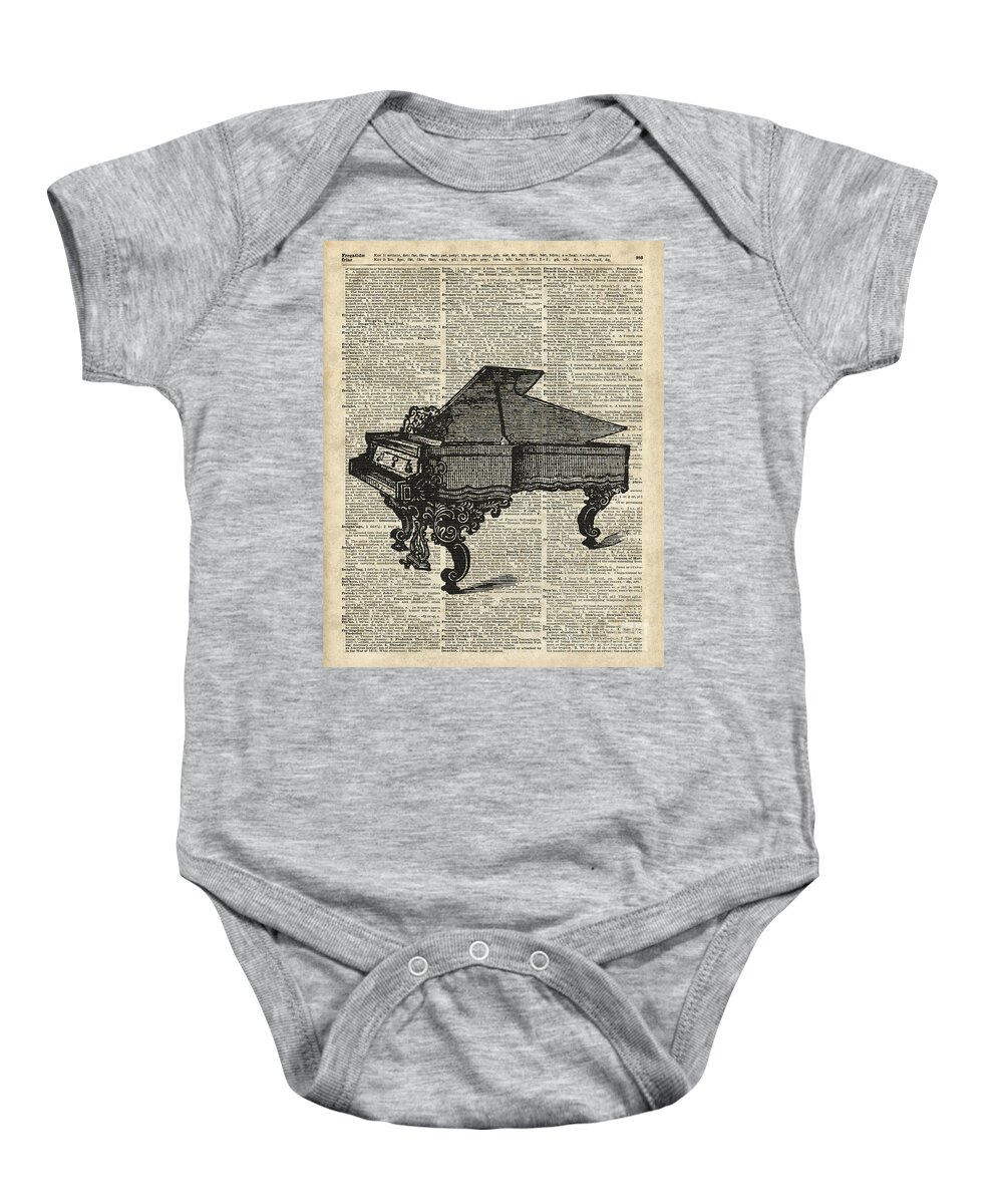 Grand Piano Baby Onesie featuring the digital art Grand Piano by Anna W