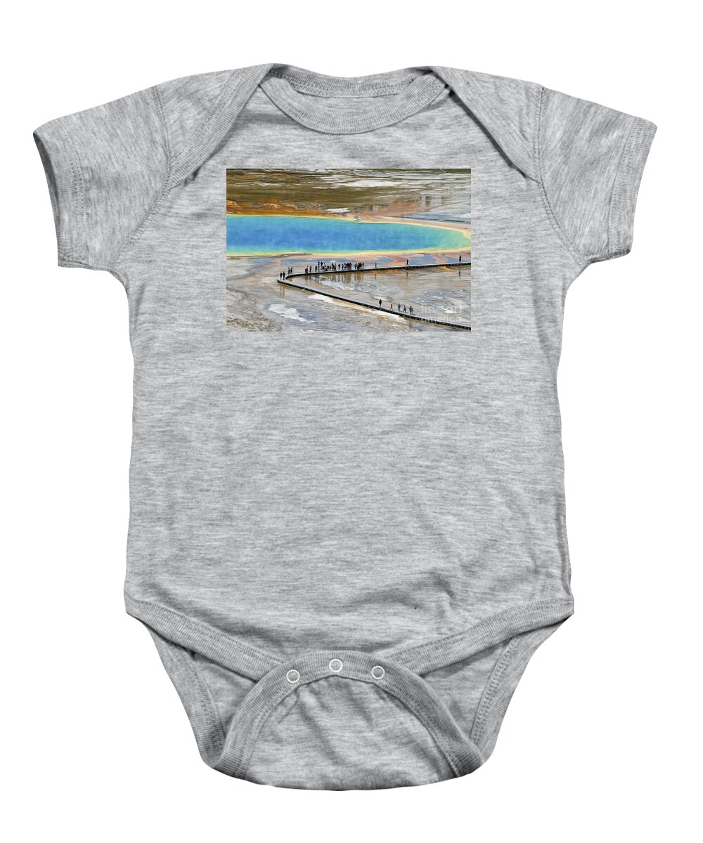 Grand Prismatic Spring Baby Onesie featuring the photograph Grand Prismatic Spring by Teresa Zieba