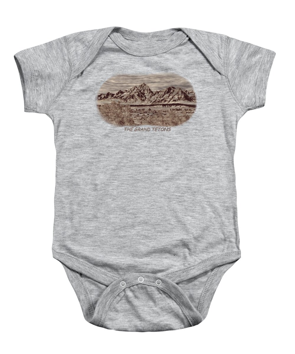 Jackson Baby Onesie featuring the photograph Grand Tetons Woodburning 2 by John M Bailey