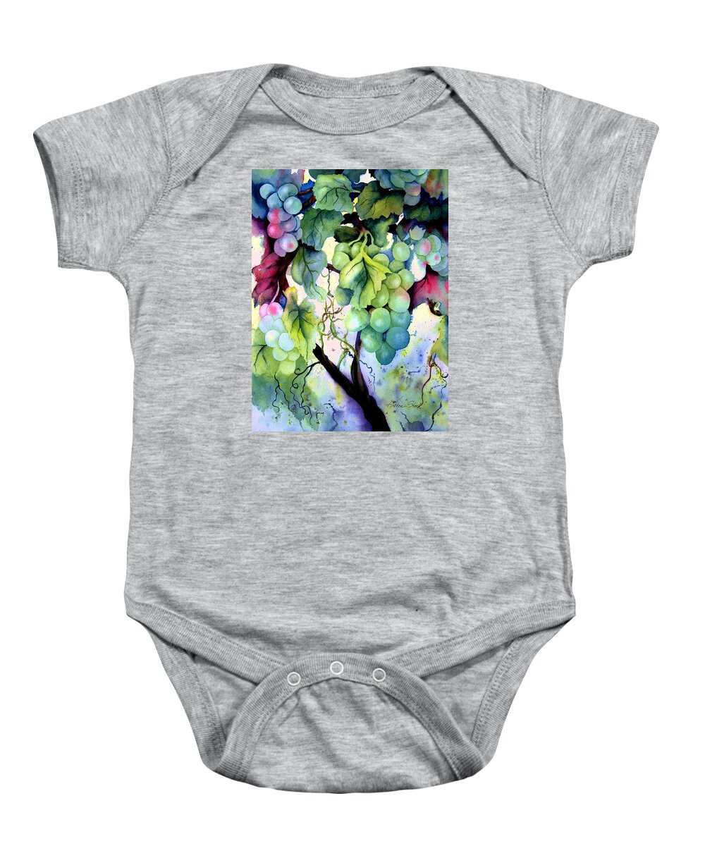 Grapes Baby Onesie featuring the painting Grapes II by Karen Stark