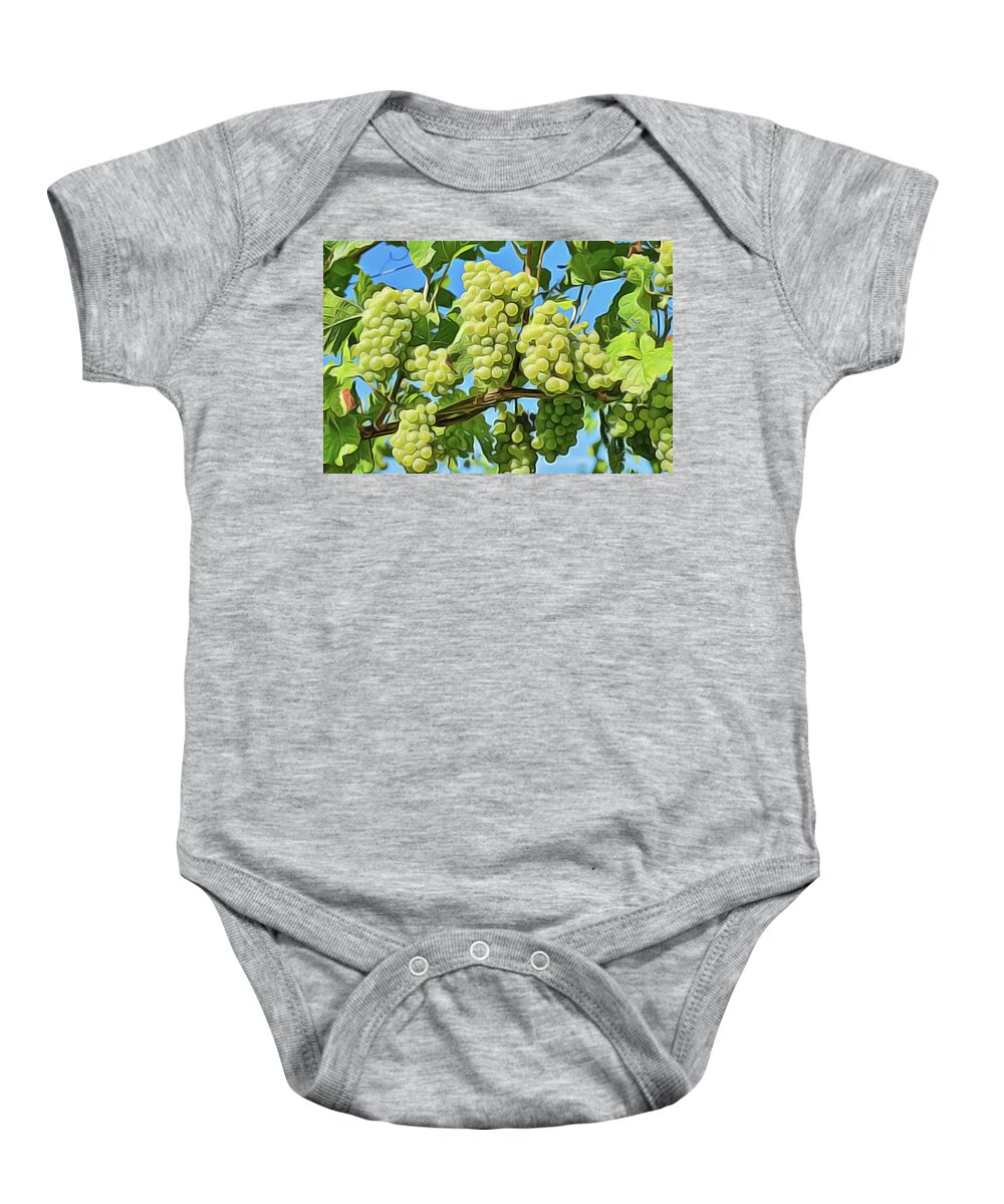 Grapes Not Wrath Baby Onesie featuring the painting Grapes Not Wrath by Harry Warrick