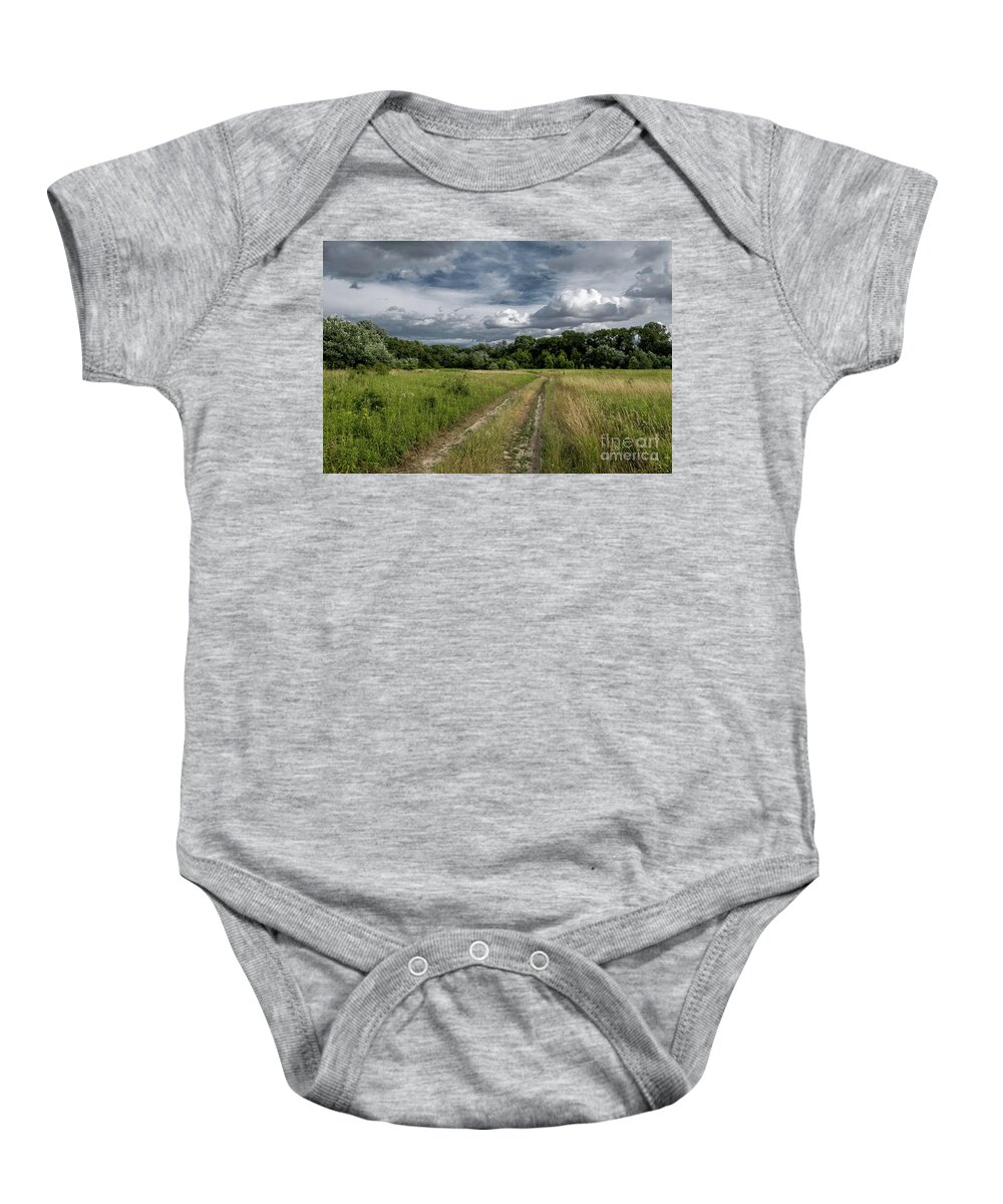 Acre Baby Onesie featuring the photograph Gravel road through scenic landscape in a national park in Austria by Andreas Berthold