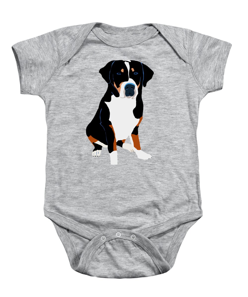 Dog Baby Onesie featuring the painting Greater Swiss Mountain Dog Art by Karen Harding