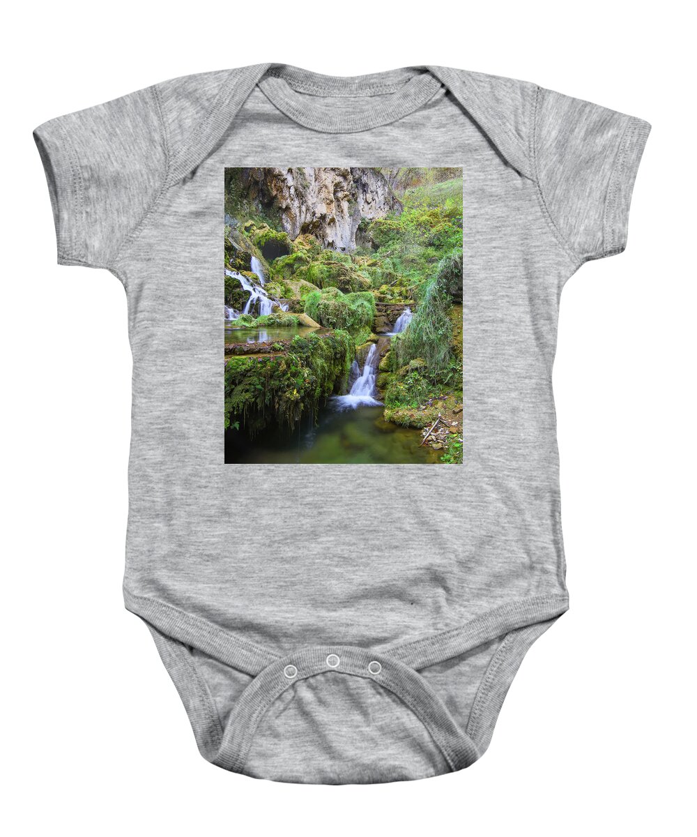 Falling Springs Baby Onesie featuring the photograph Green Leprechauns of Covington Falling Springs by Norma Brandsberg