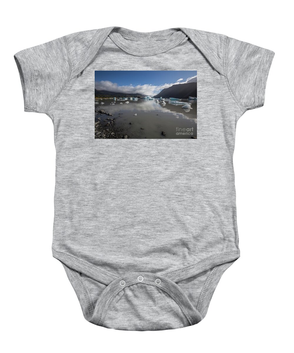 Grewingk Glacier Lake Baby Onesie featuring the photograph Grewingk Glacier Lake by Eva Lechner