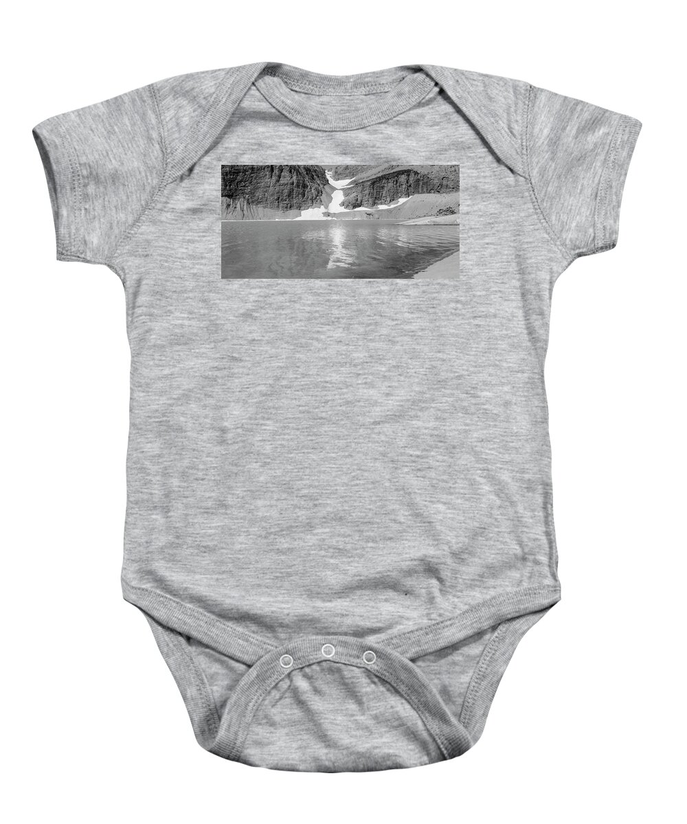Glacier Baby Onesie featuring the photograph Grinnell Glacier Black and White Panoramic by John McGraw