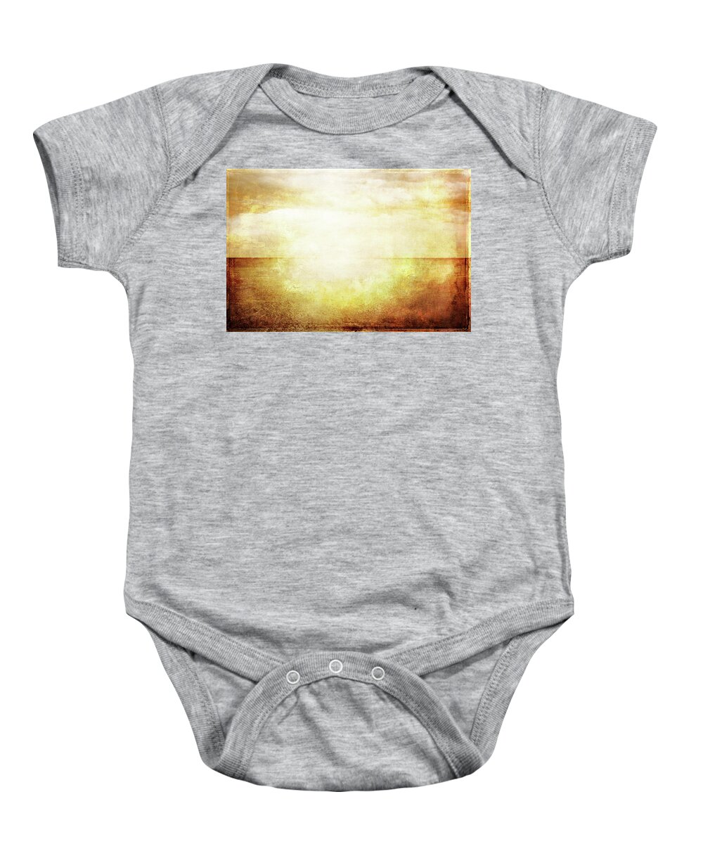 Sea Baby Onesie featuring the photograph Grungy vintage image of sea and sky in sunlight by GoodMood Art