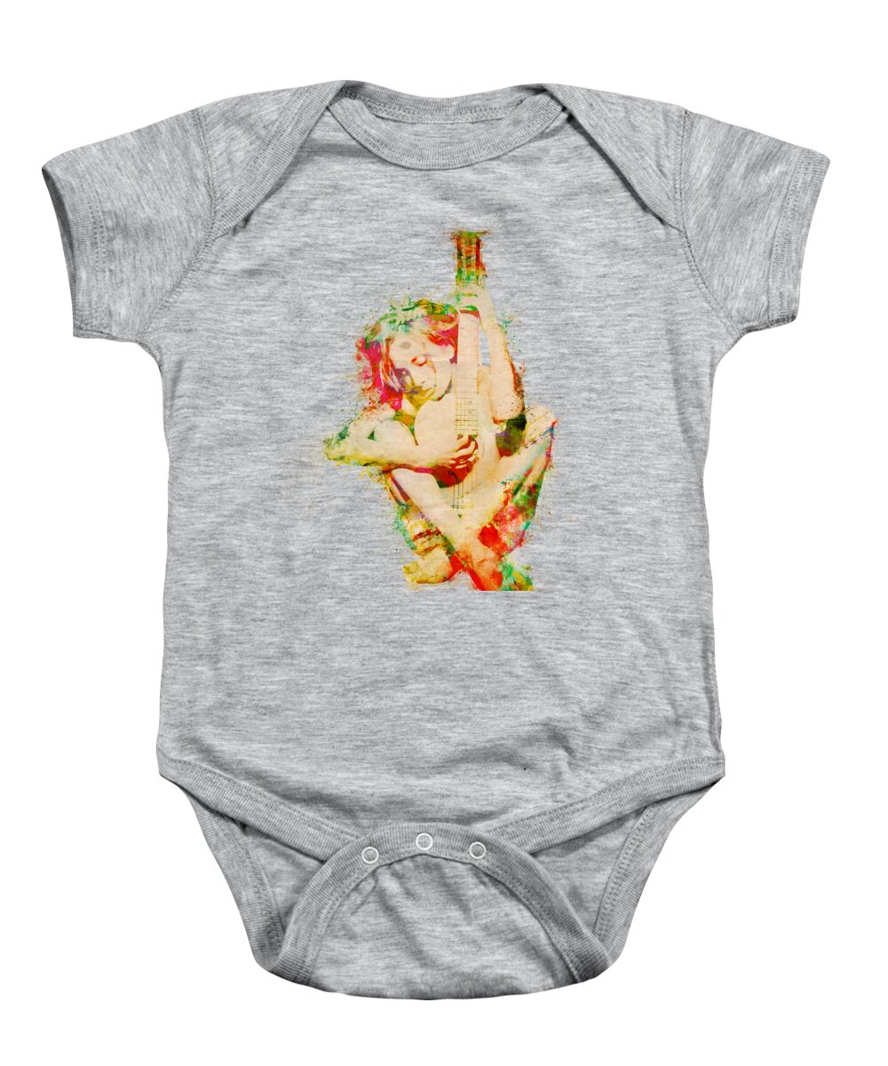 Guitar Baby Onesie featuring the digital art Guitar Lovers Embrace by Nikki Smith
