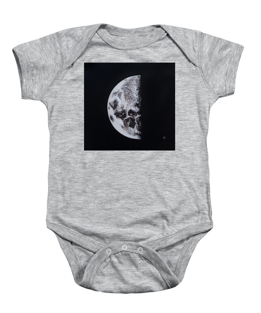 Moon Baby Onesie featuring the painting Half Moon by Neslihan Ergul Colley