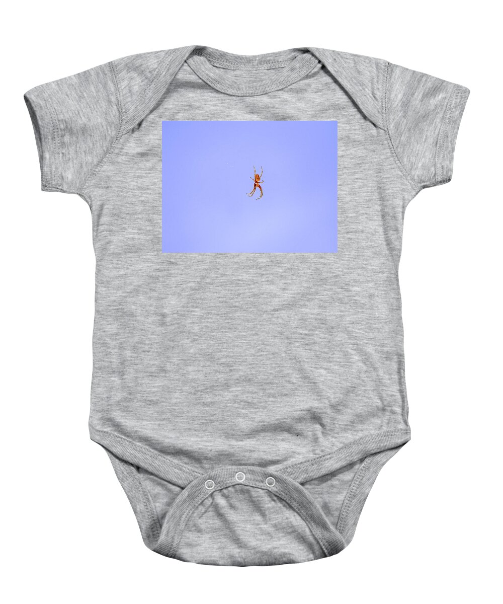 Spider Baby Onesie featuring the photograph Hanging By A Thread by Mark Blauhoefer