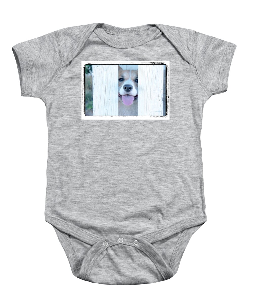 Happy Baby Onesie featuring the photograph Happy Corgi by Mick Anderson