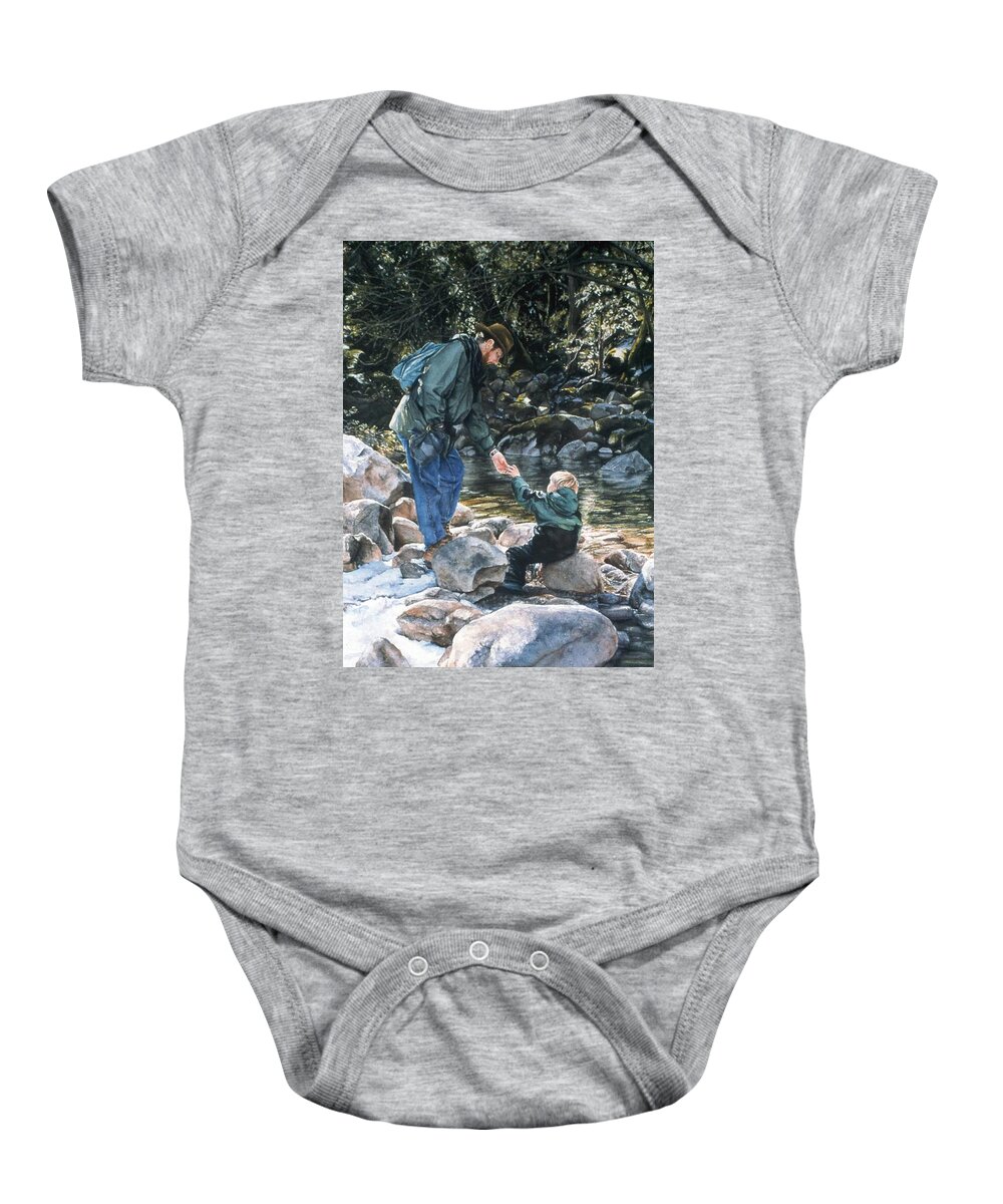 Landscape Baby Onesie featuring the painting Happy Isles by Barbara Pease