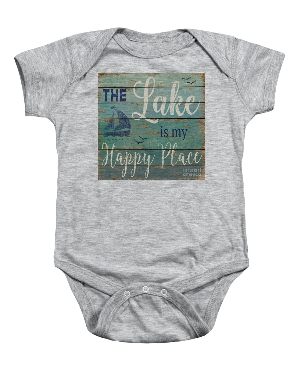 Nautical Baby Onesie featuring the painting Happy Place-JP3838 by Jean Plout
