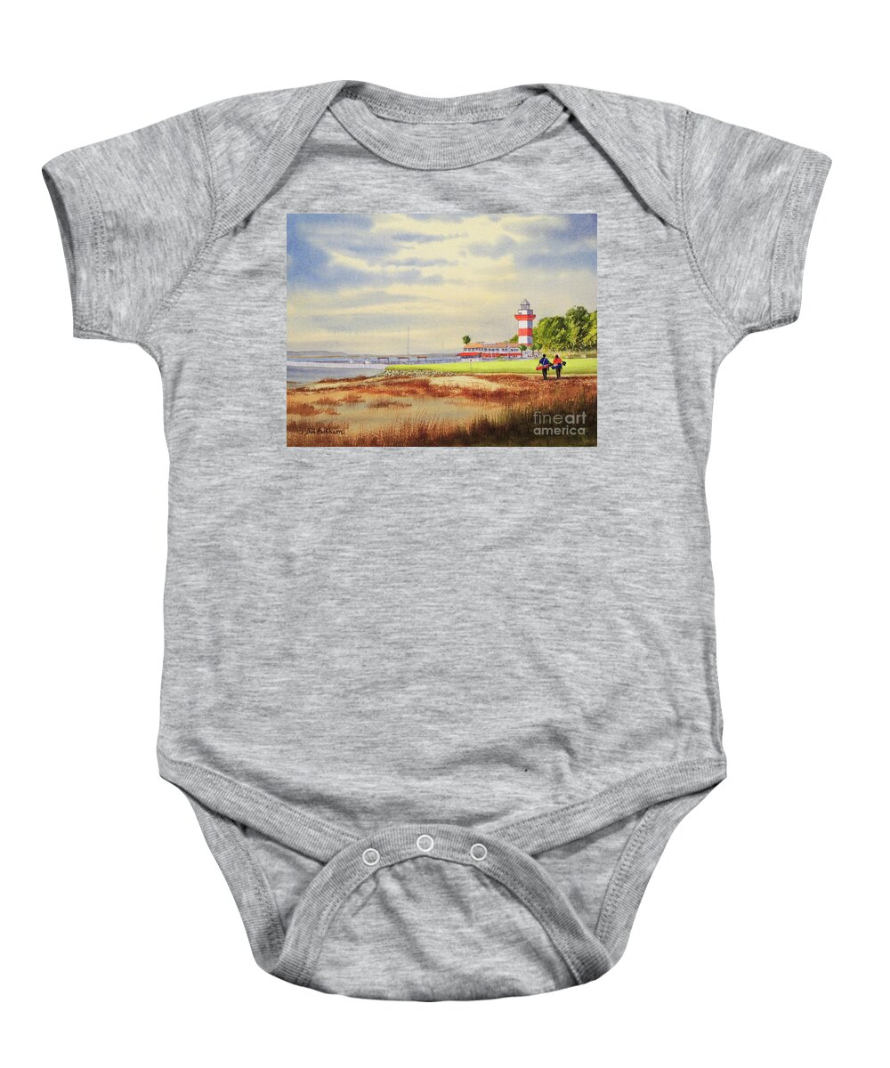 Harbor Town Golf Course Baby Onesie featuring the painting Harbor Town Golf Course 18th Hole by Bill Holkham