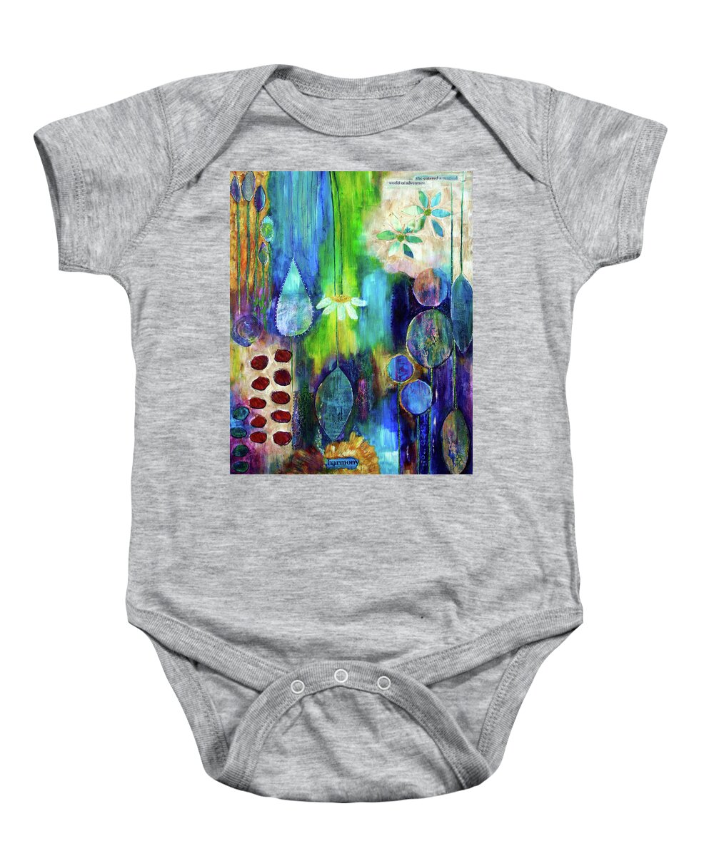 Abstract Baby Onesie featuring the painting Harmony by Winona's Sunshyne
