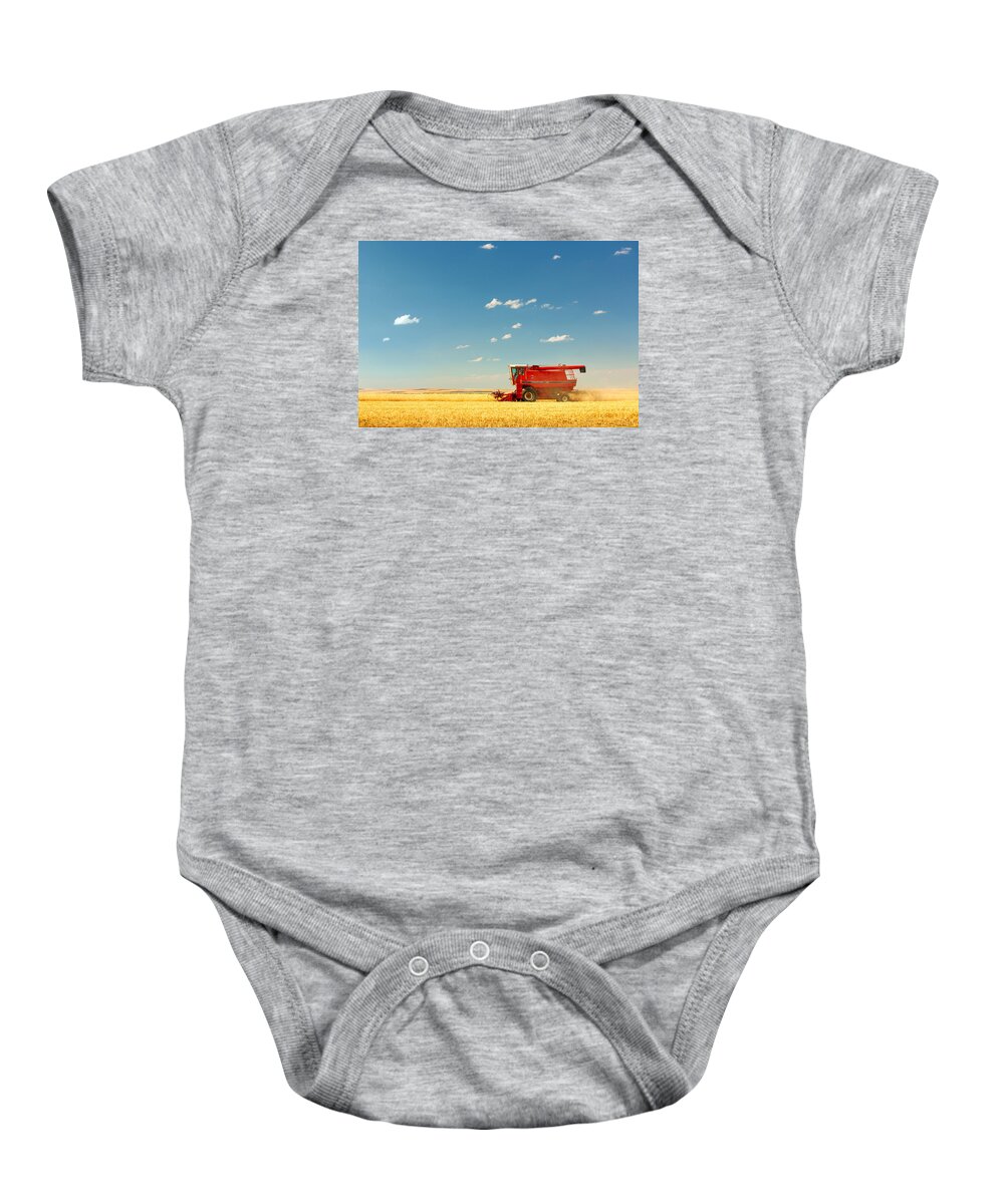 Combine Baby Onesie featuring the photograph Harvest Time by Todd Klassy