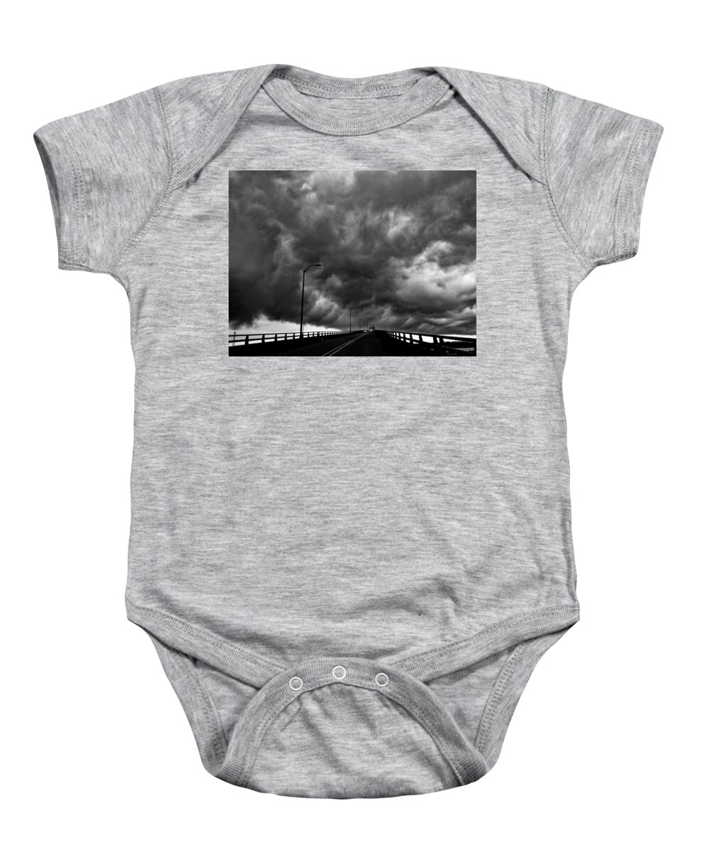 Clouds Baby Onesie featuring the photograph Harvey 2 Black and White by Jerry Connally