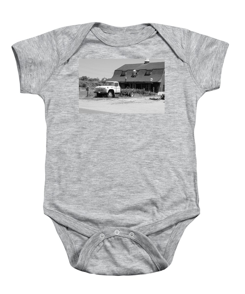 Farmhouse Baby Onesie featuring the photograph Haunted Clown House by Rob Hans