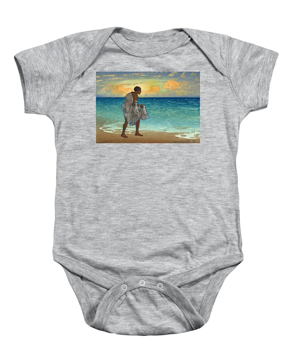 Hawaiian Fisherman Baby Onesie featuring the photograph Hawaiian Fisherman 1920 by Padre Art